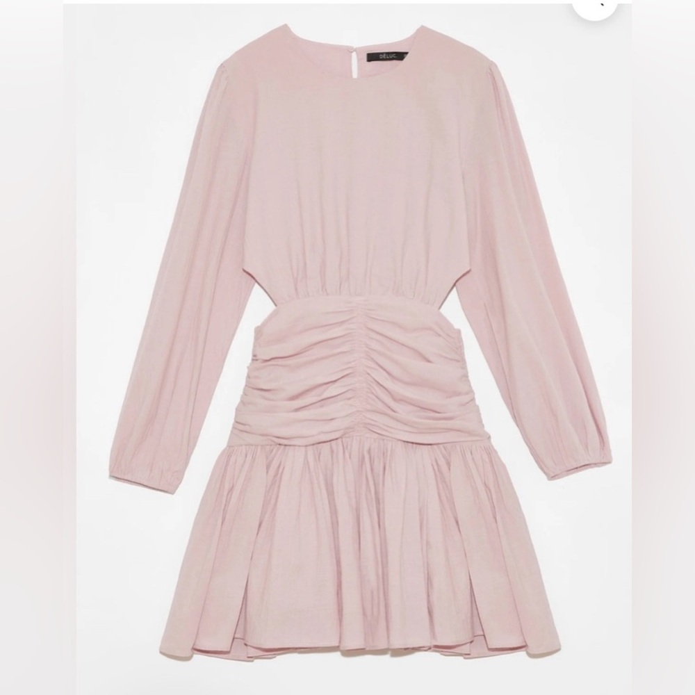 NWT Dèluc Pink Ruffle Cut Out Mini Dress - Picture 5 of 12
